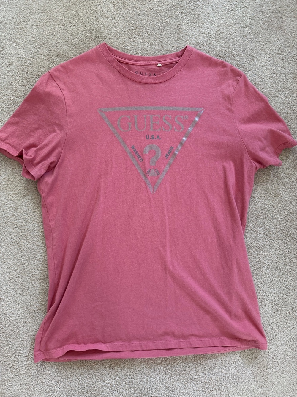 Guess Men's Salmon Logo Short Sleeve Tee